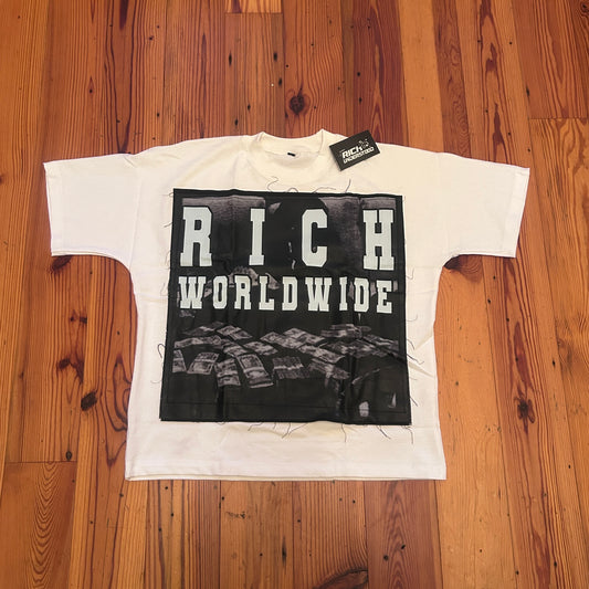 ‘’Rich worldwide” GRAPHIC Distress Tee